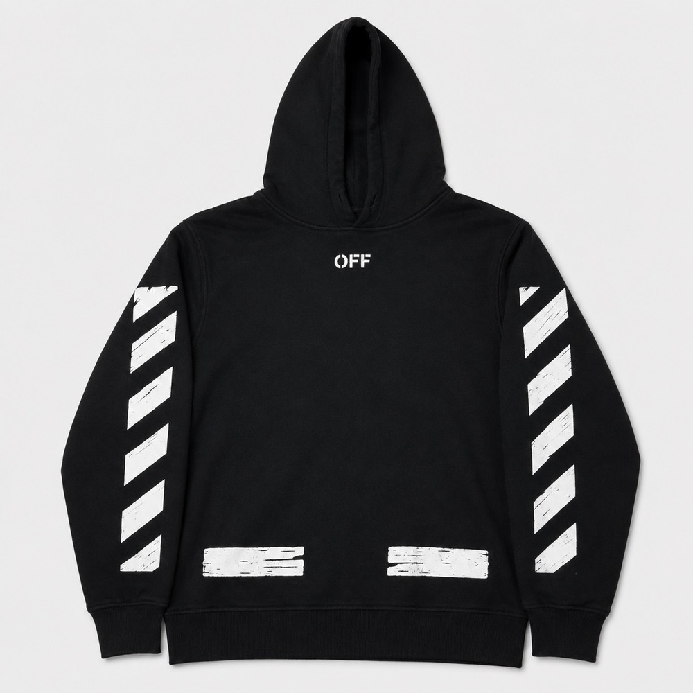 Off-White Main Label Seeing Things Mens Large Hoodie Black Diagonal Arrows